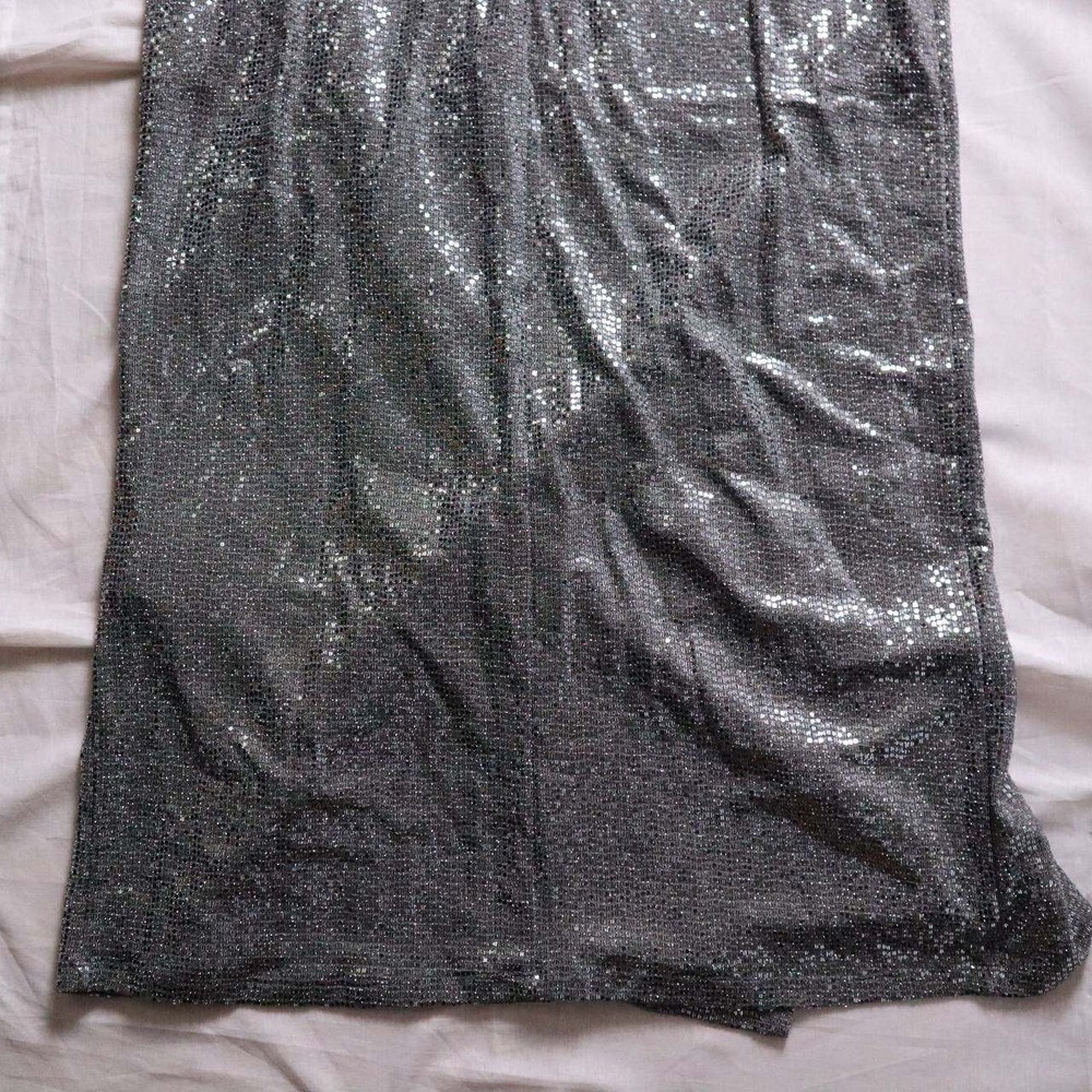 NWT LAURA‎ Sequined Wrap V Neck Short Sleeve Maxi Dress Silver Size 8 New - Picture 9 of 10